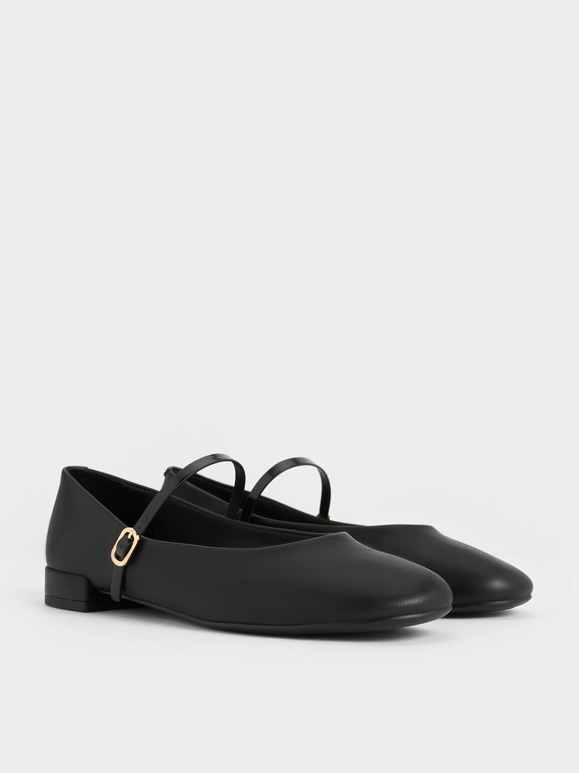 Round-Toe Mary Janes, Black, hi-res