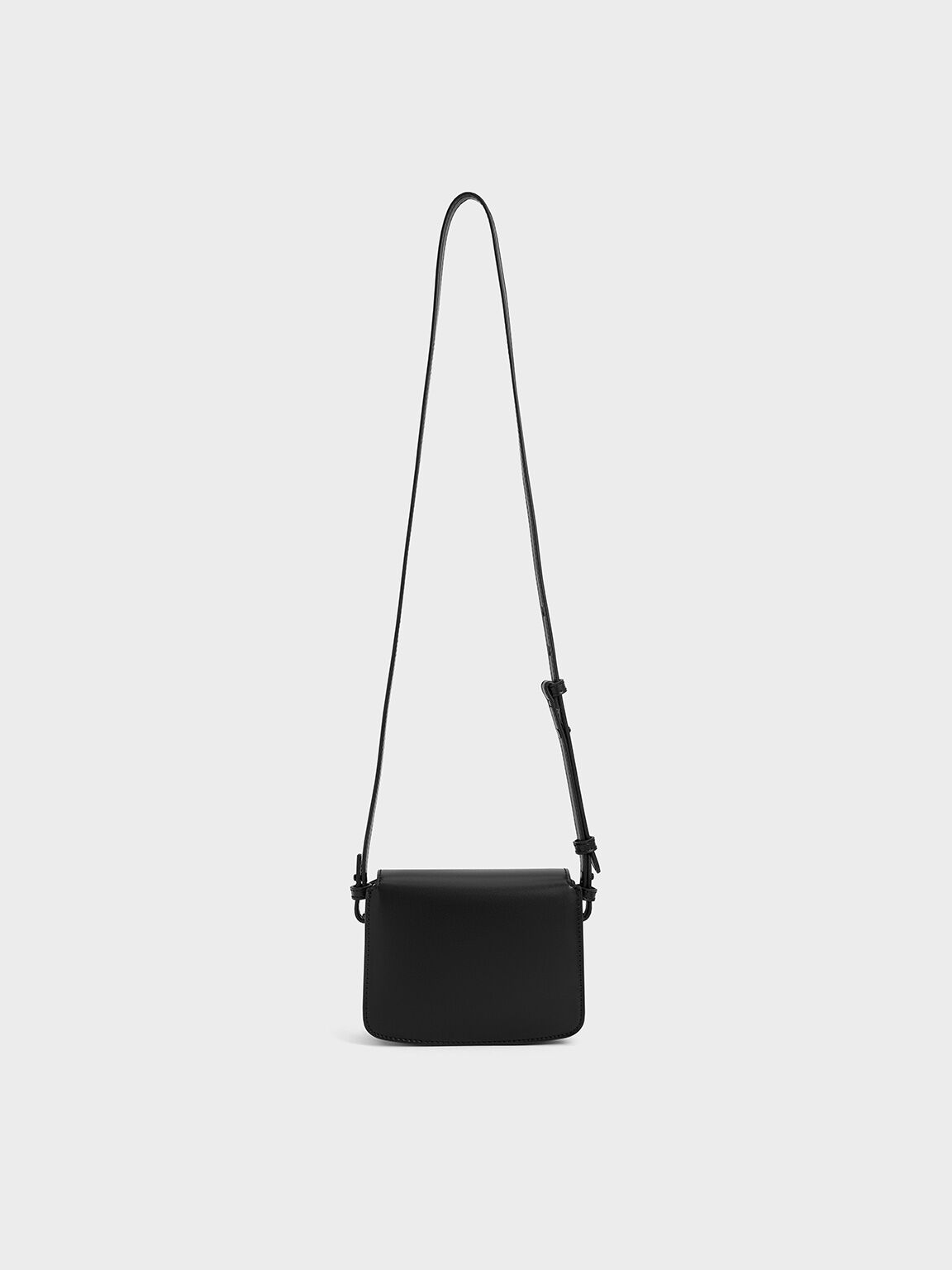 Boxy Front Flap Shoulder Bag, Jet Black, hi-res