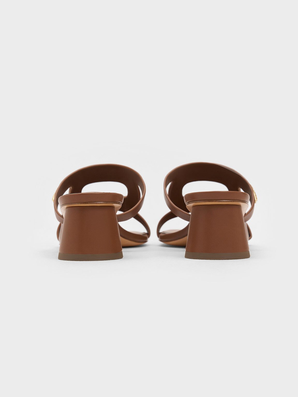 Giày mules cao gót Cut-Out Cylinder-Heel, Vàng caramel, hi-res