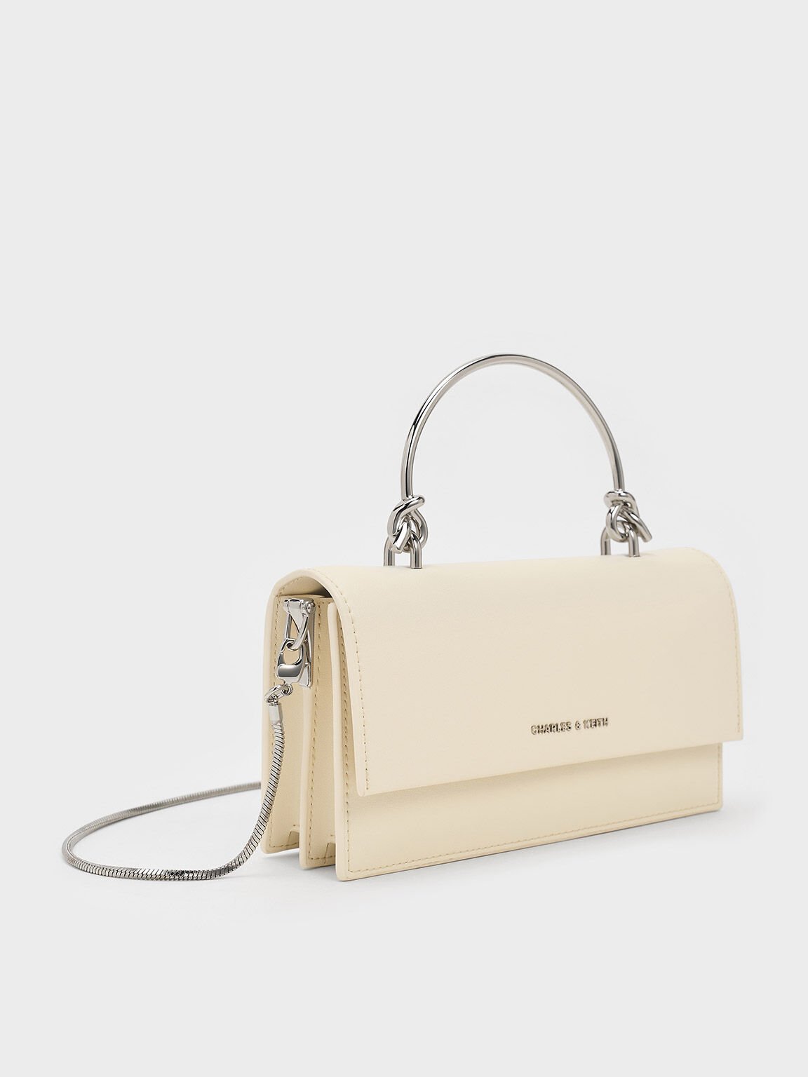 Sculptural-Handle Long Wallet, Cream, hi-res