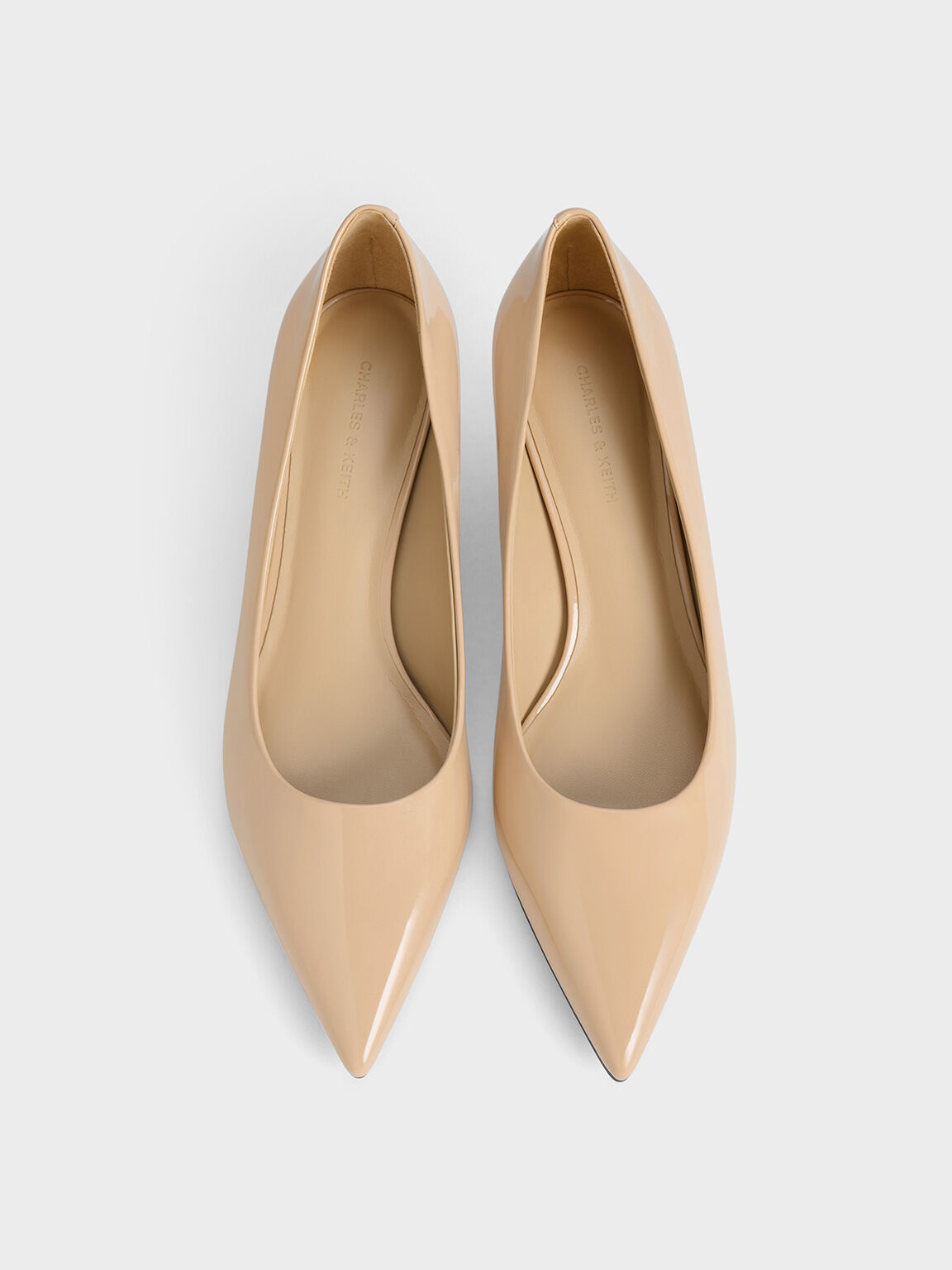 Giày cao gót mũi nhọn Patent Round-Toe Block-Heel, Nude, hi-res