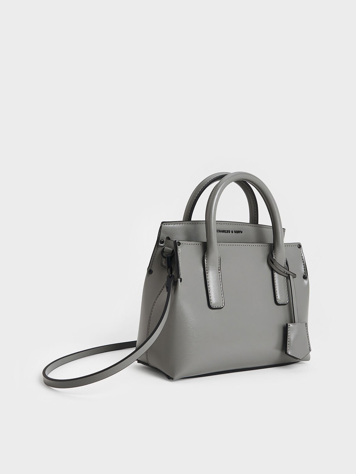 Rene Structured Top Handle Bag, Grey, hi-res