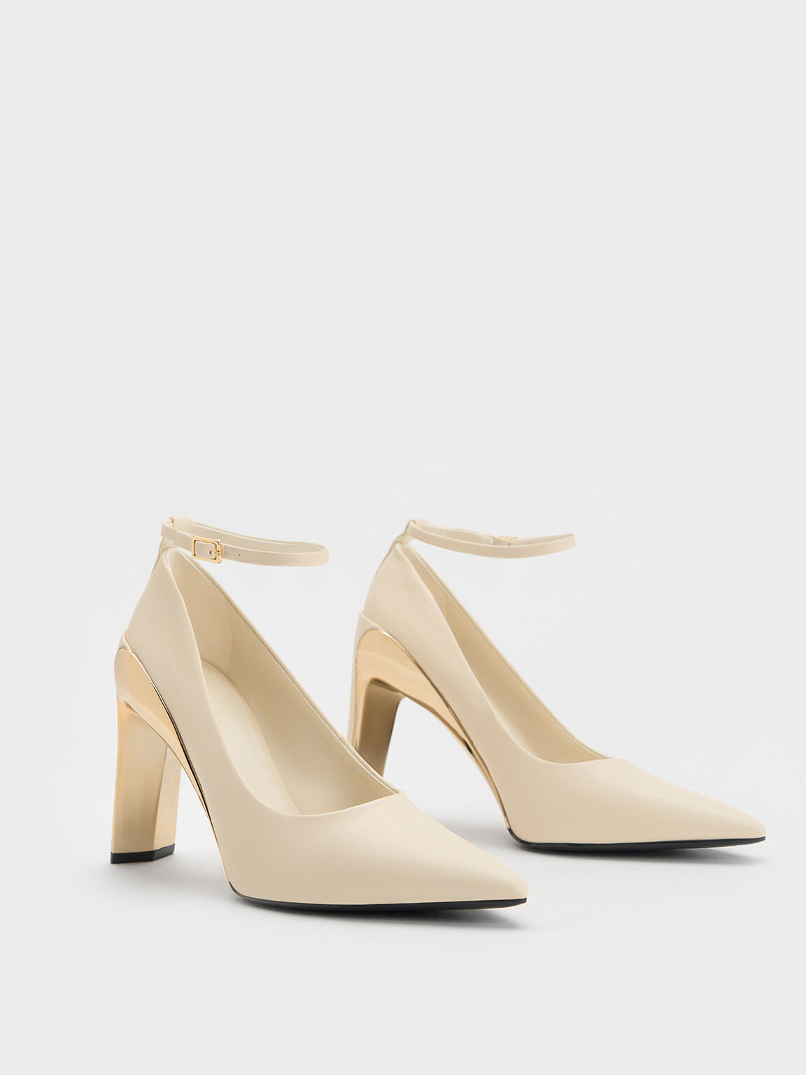 Devon Metallic Blade-Heel Pumps, Chalk, hi-res