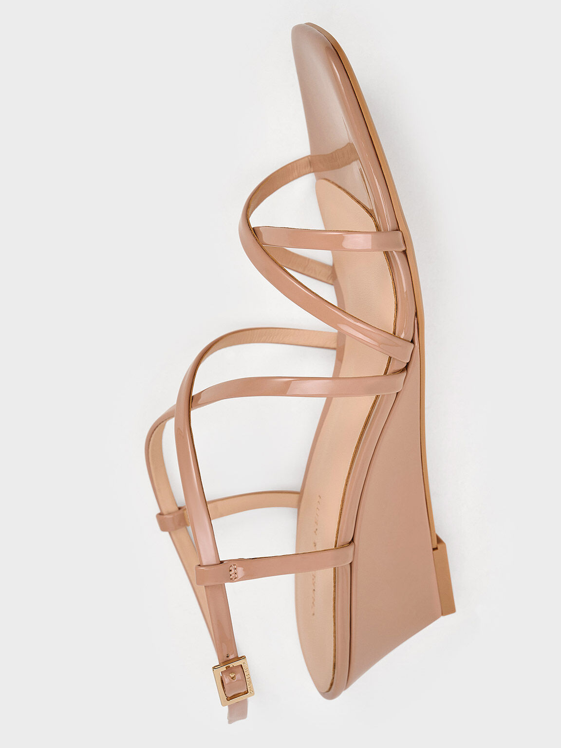 Giày sandals đế xuồng Strappy, Nude, hi-res
