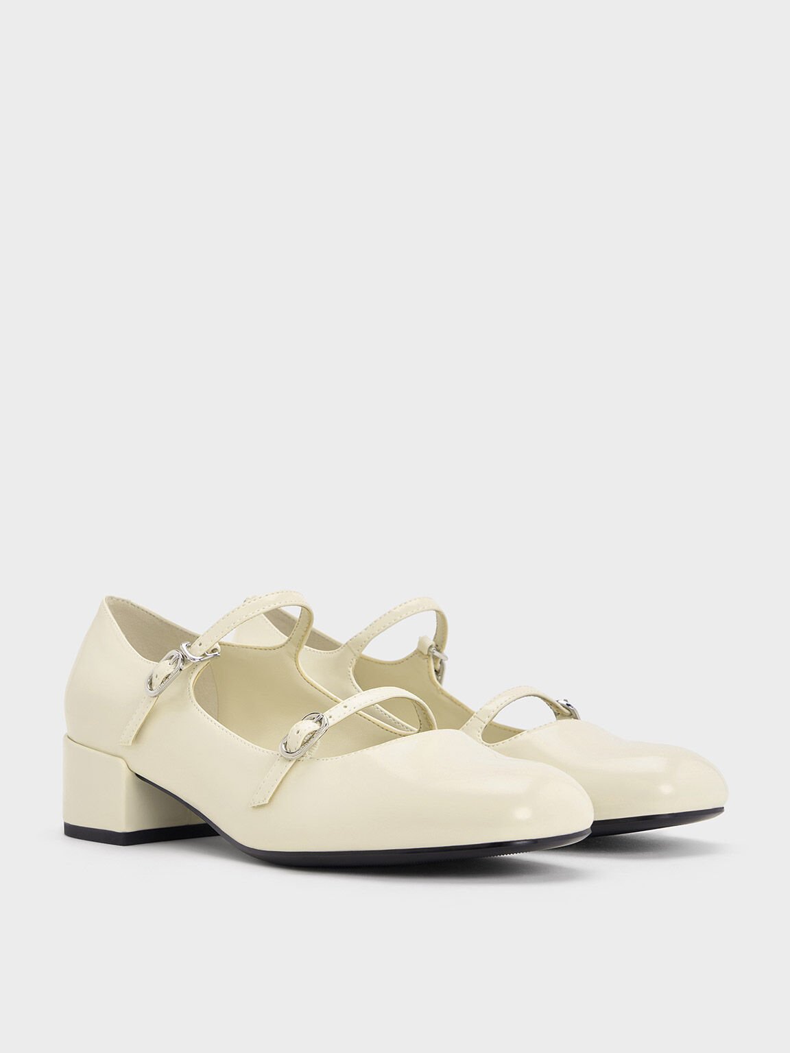 Double-Strap Block-Heel Mary Janes, Chalk, hi-res