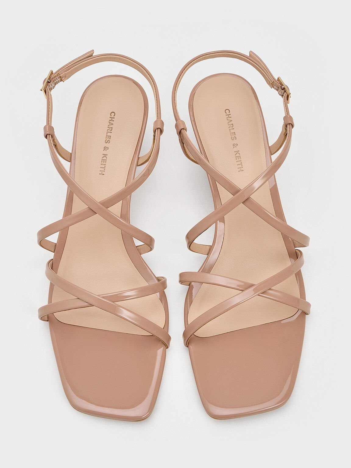 Giày sandals đế xuồng Strappy, Nude, hi-res