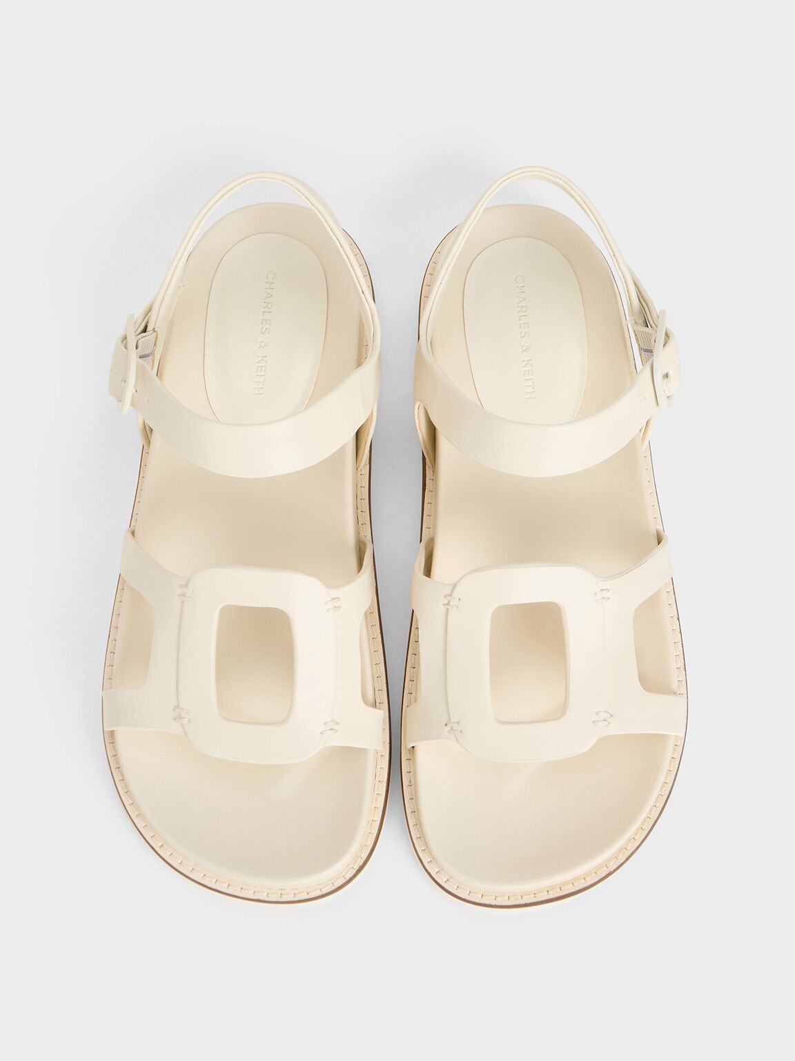 Giày sandals Cut-Out Buckled, Phấn, hi-res