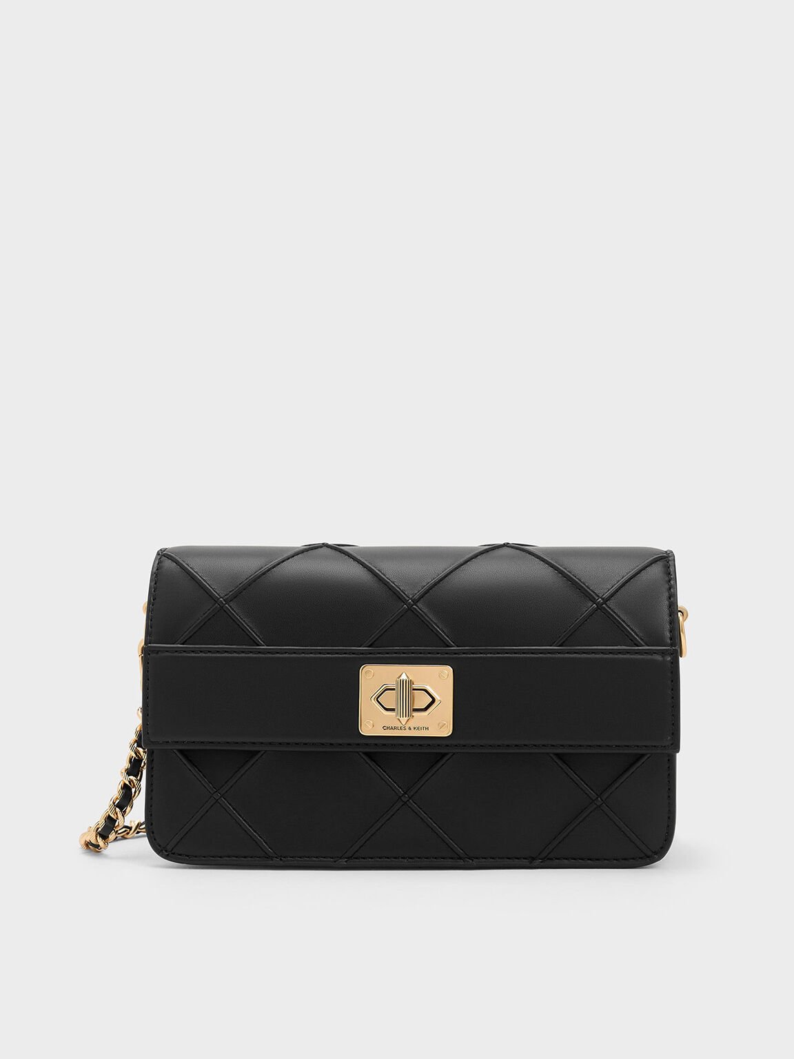 Eleni Quilted Crossbody Bag, Black, hi-res