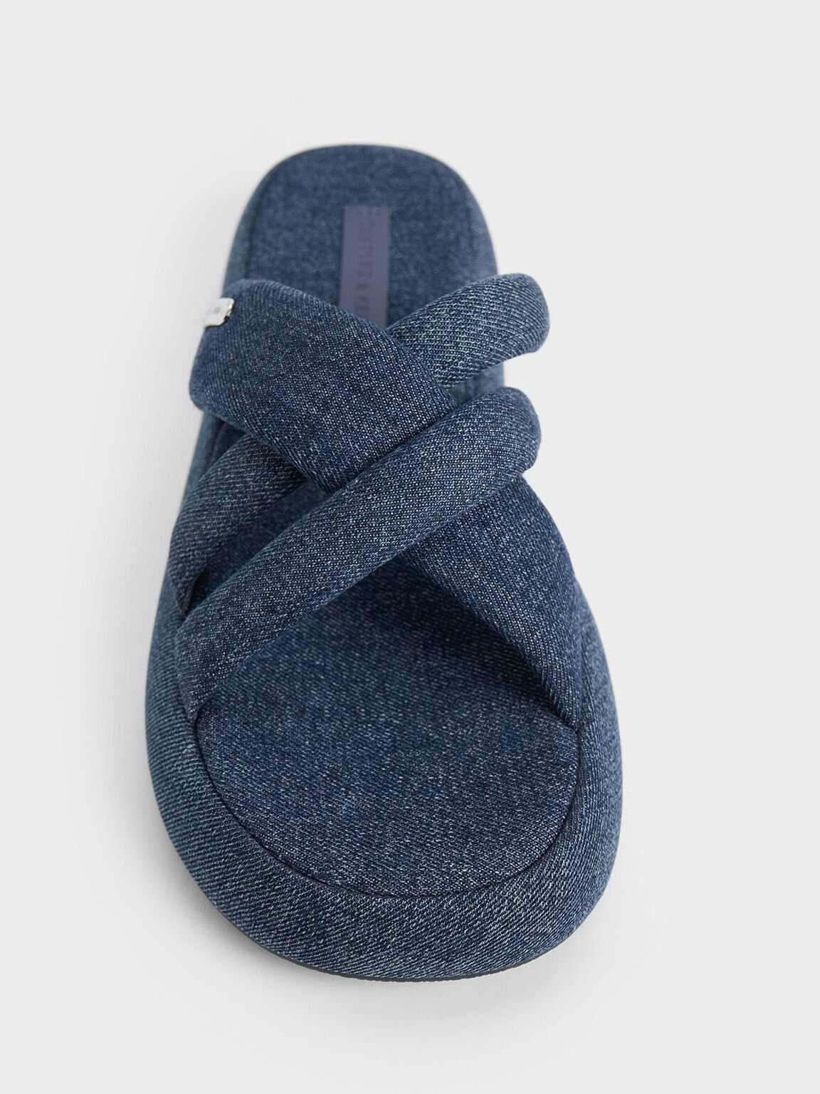 Dép quai chéo Denim Puffy Crossover-Strap, Xanh denim, hi-res