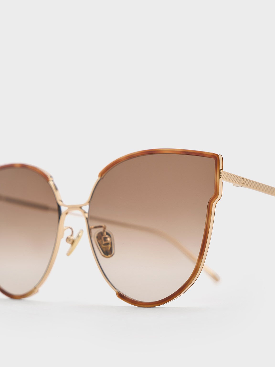 Tortoiseshell Thin-Rim Butterfly Sunglasses, T. Shell, hi-res