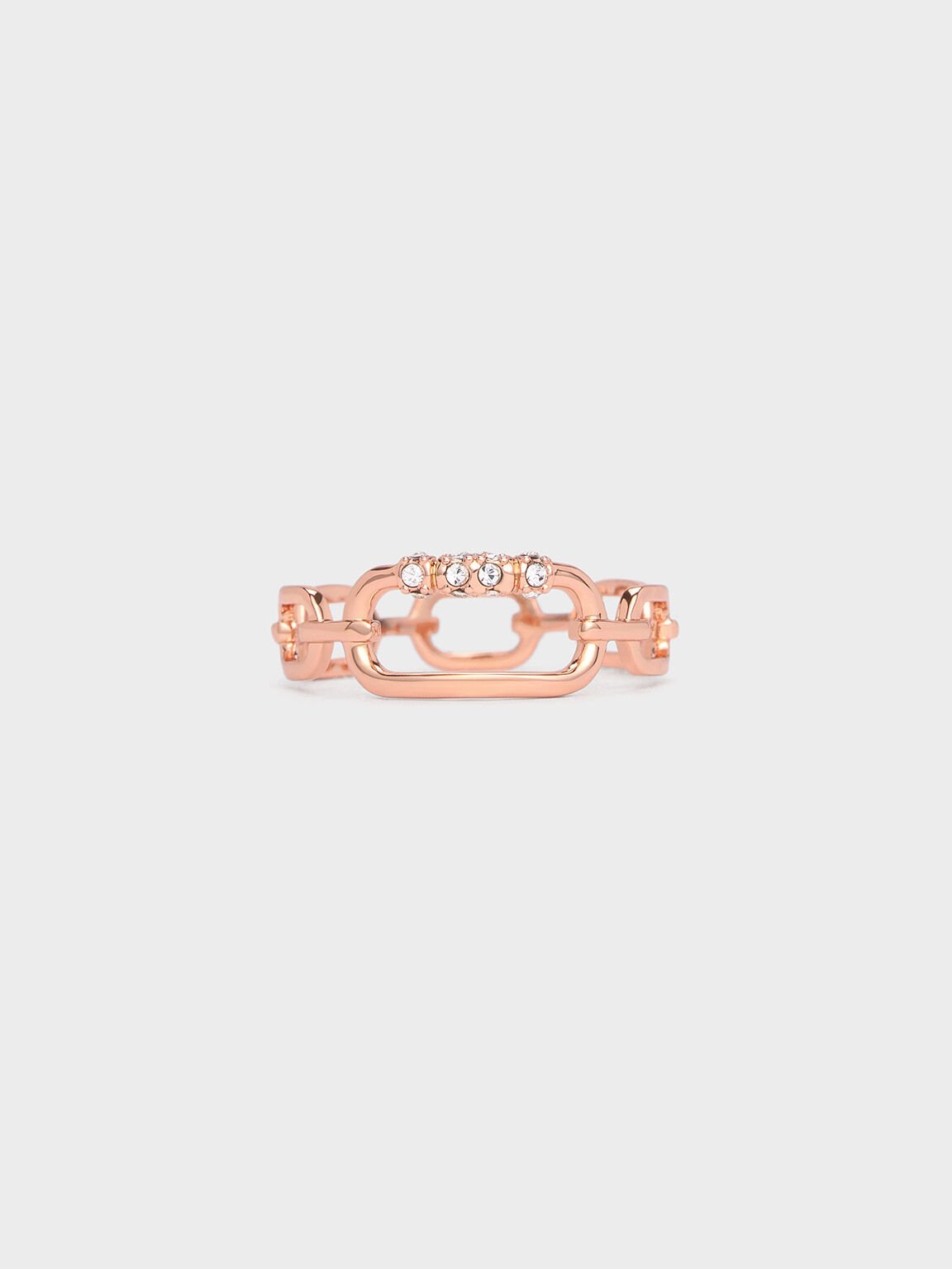 Reagan Crystal Chain-Link Ring, Rose Gold, hi-res