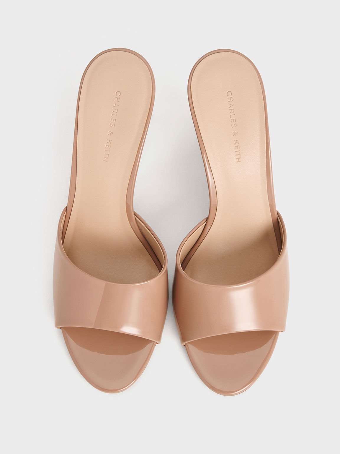 Giày mules đế xuồng Patent Triangle-Heel, Nude, hi-res