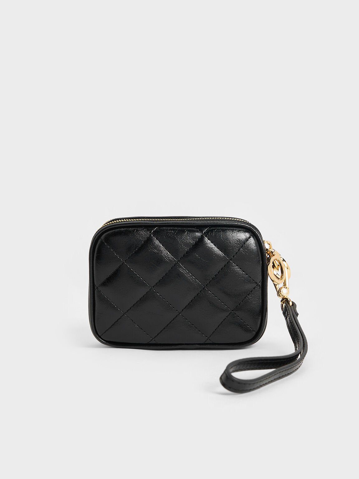 Ví ngắn chữ nhật Apfra Quilted Wristlet, Đen, hi-res