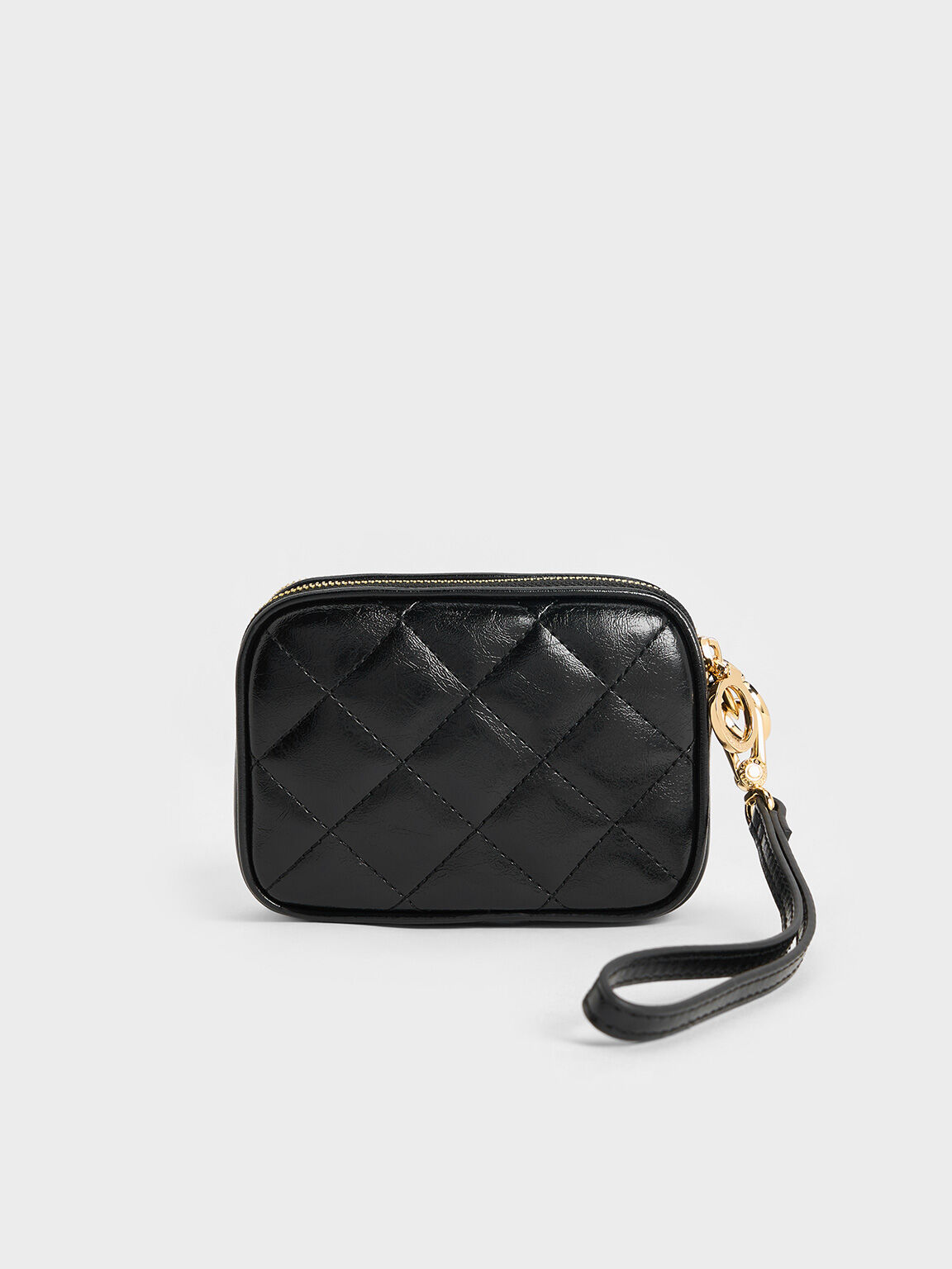 Apfra Quilted Wristlet Pouch, Black, hi-res