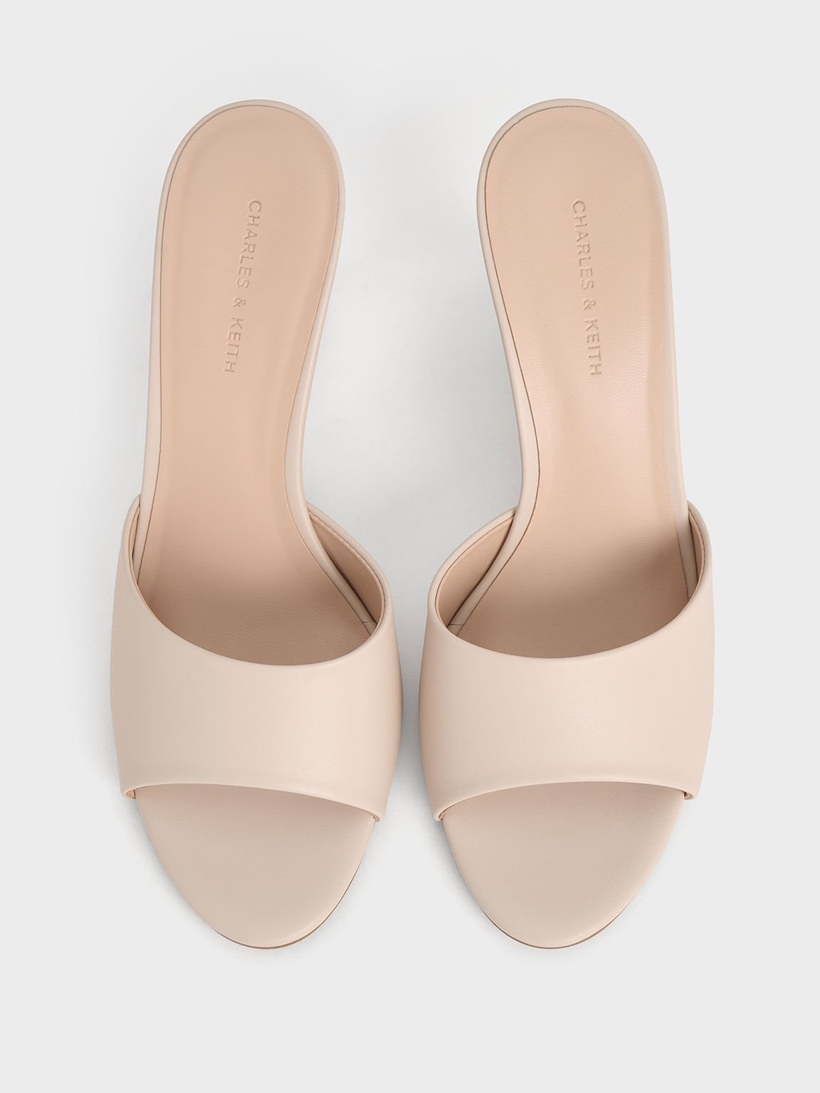 Triangle-Heel Wedge Mules, Cream, hi-res