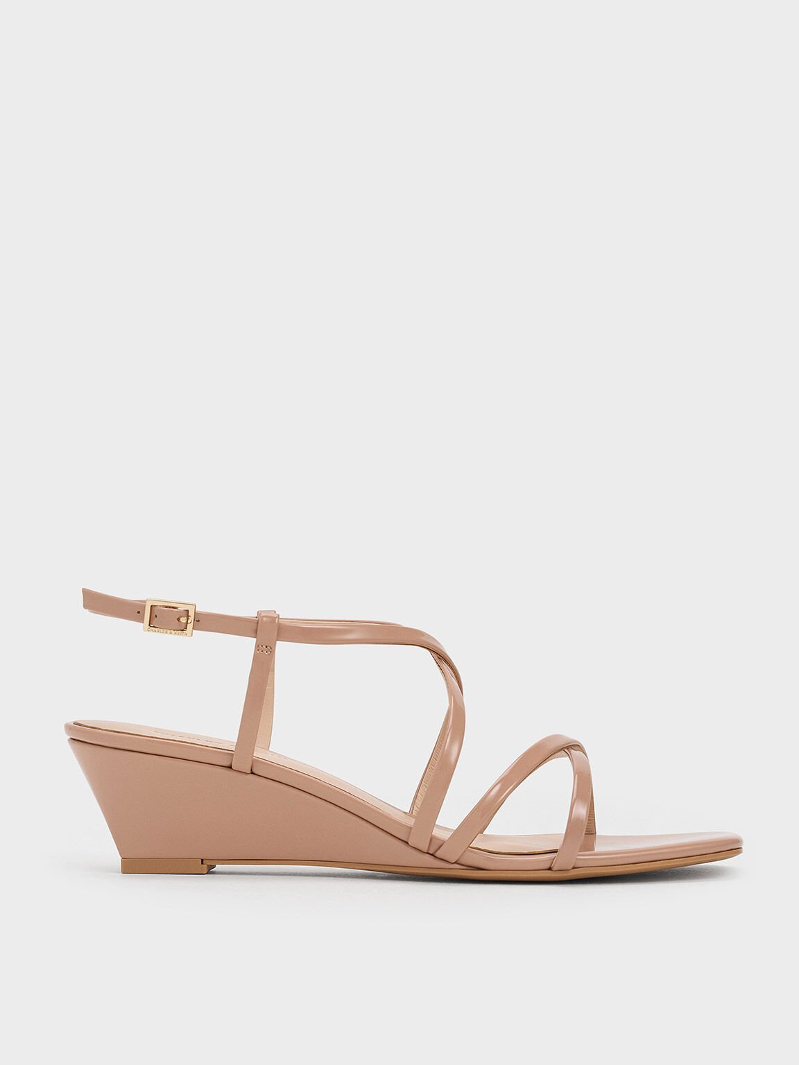 Strappy Wedge Sandals, Nude, hi-res