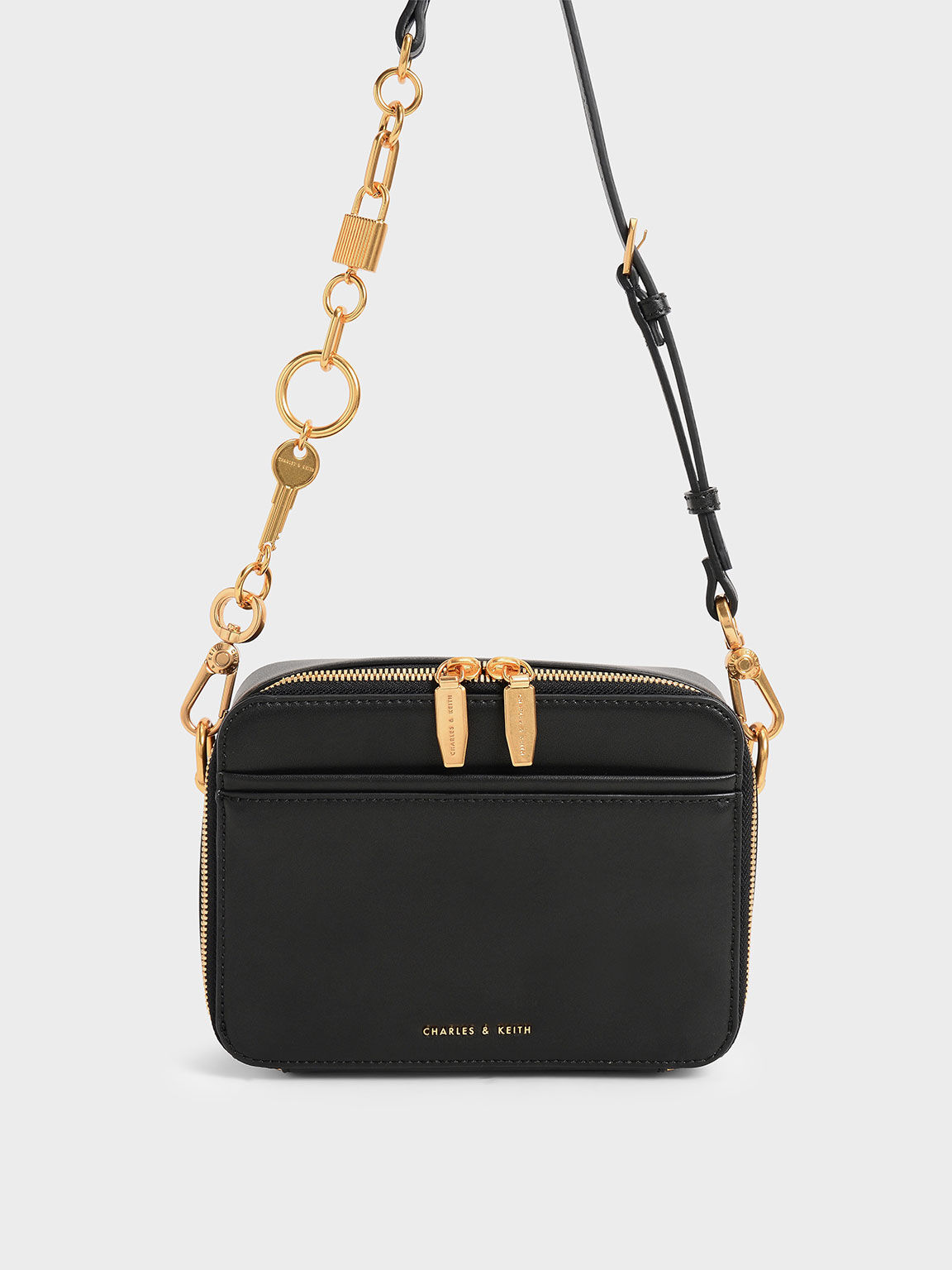 Black Lock & Key Chain Handle Bag - Charles & Keith Vn