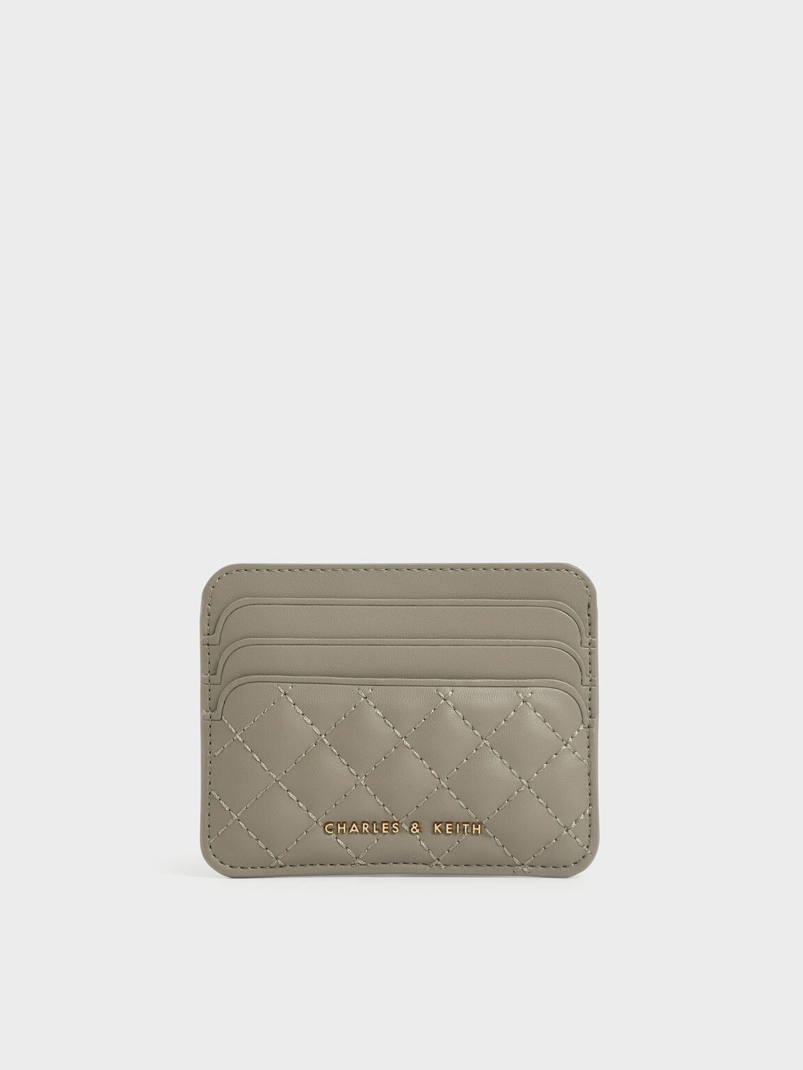 Cleo Quilted Card Holder, Taupe, hi-res