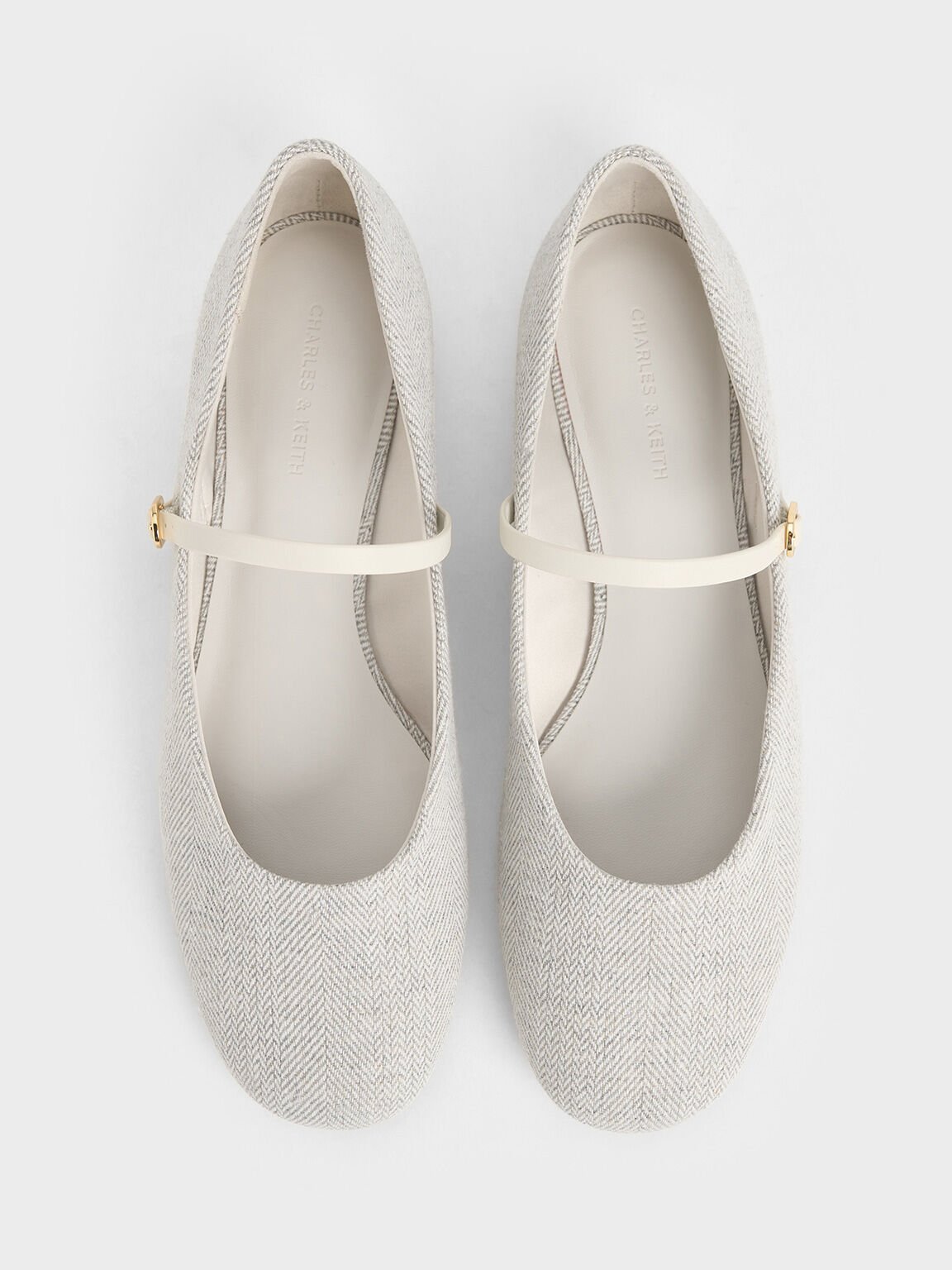 Tweed Round-Toe Mary Janes, Light Grey, hi-res