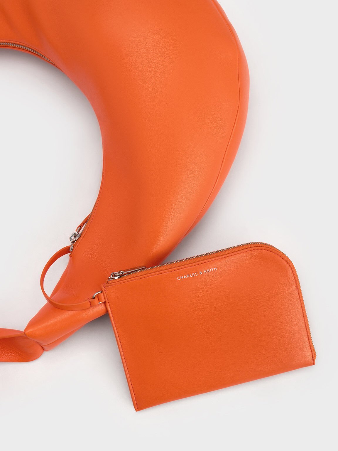 Toni Knotted Curved Hobo Bag, Orange, hi-res