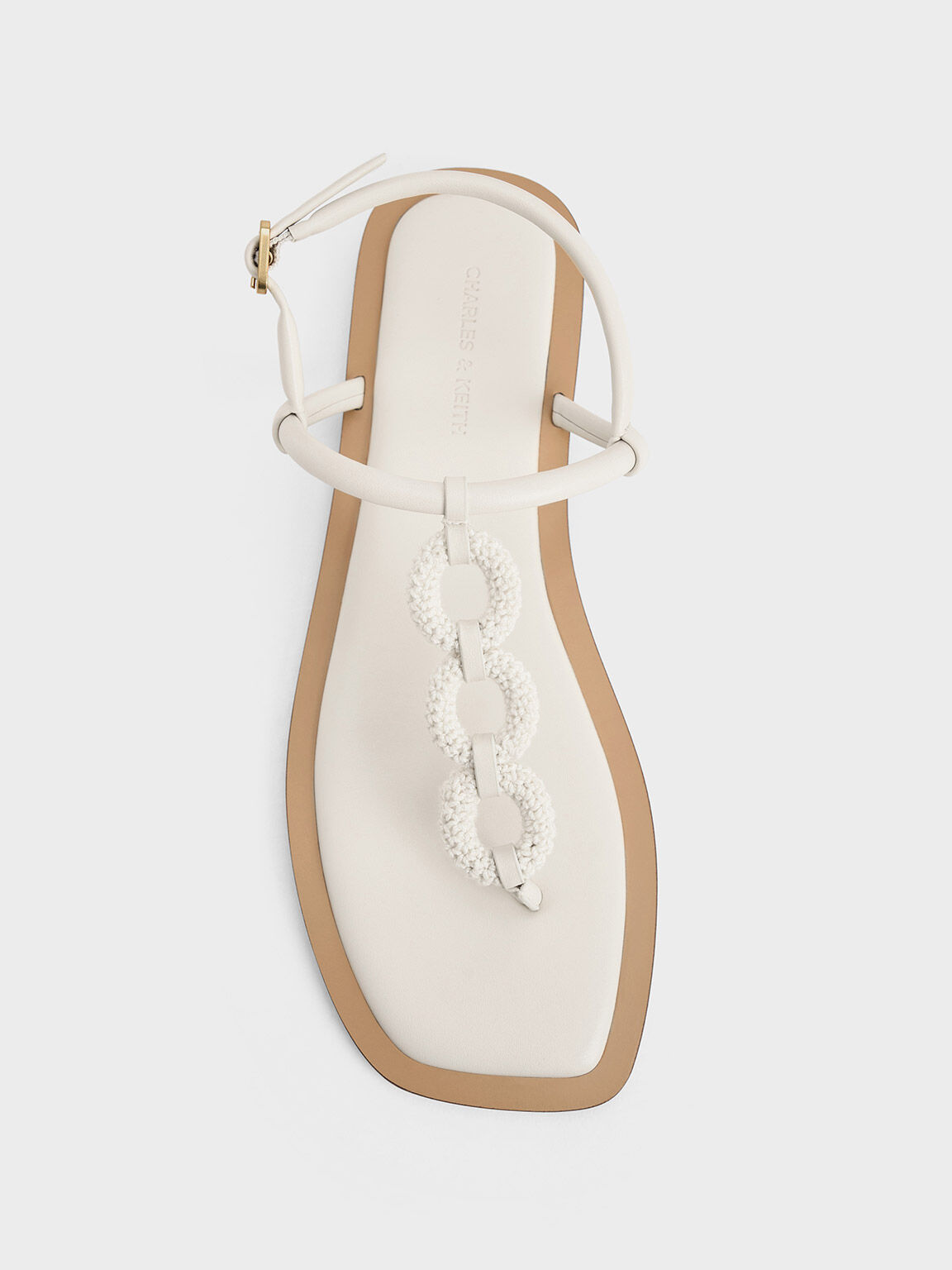 Giày sandals xỏ ngón Raffia Ring, Phấn, hi-res