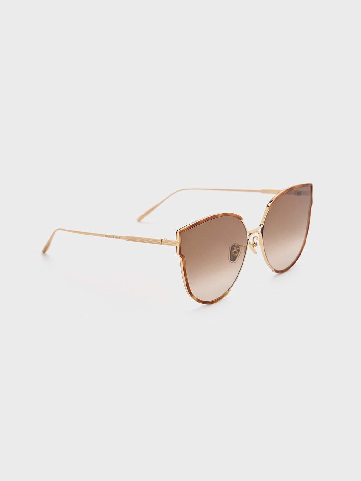 Tortoiseshell Thin-Rim Butterfly Sunglasses, T. Shell, hi-res