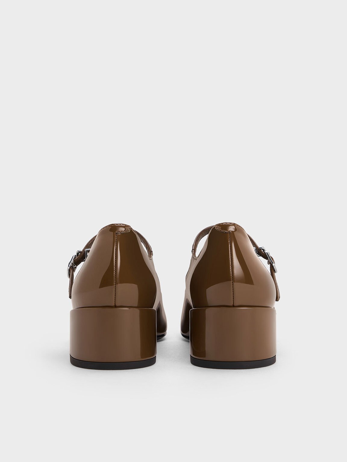 Double-Strap Block-Heel Mary Janes, Brown, hi-res