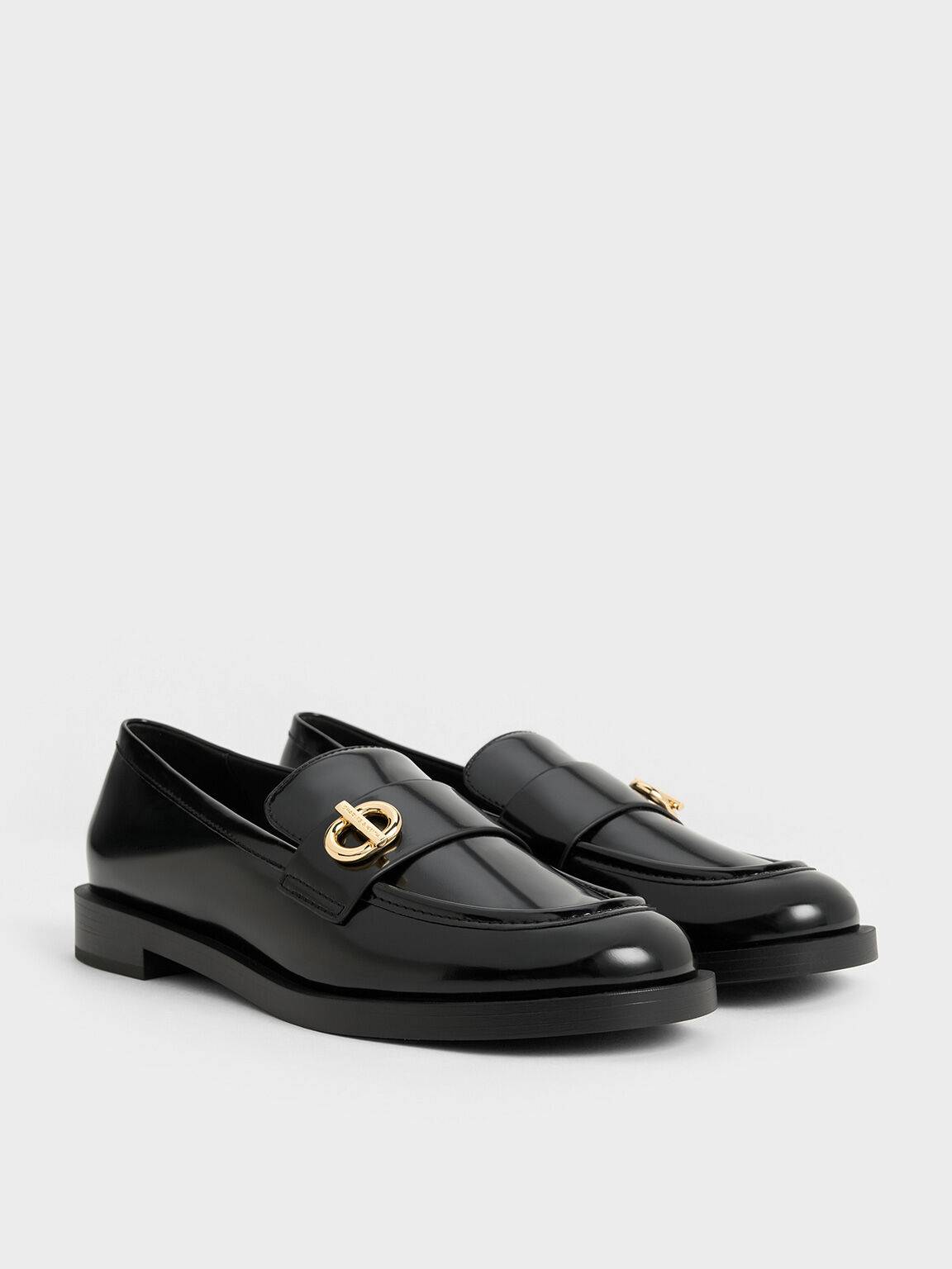 Metallic-Accent Loafers, Black Boxed, hi-res