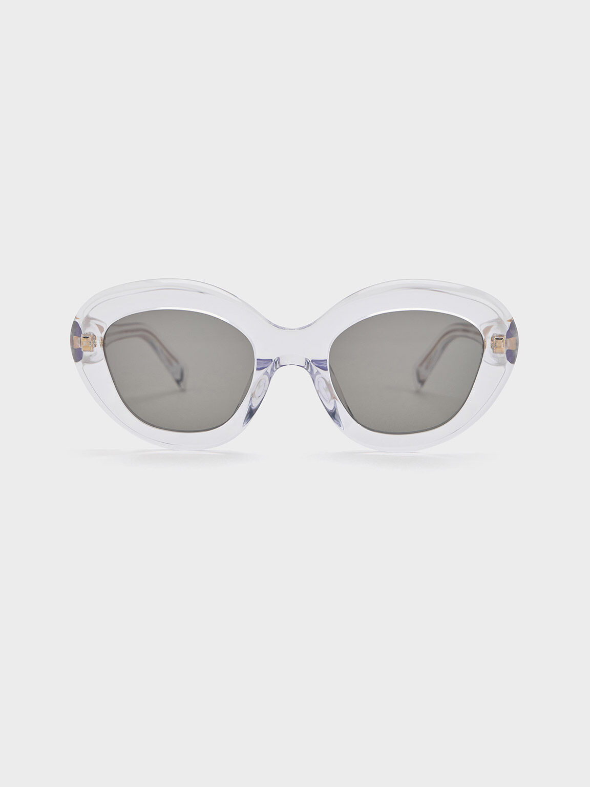 Recycled Acetate Cateye Sunglasses, Clear, hi-res