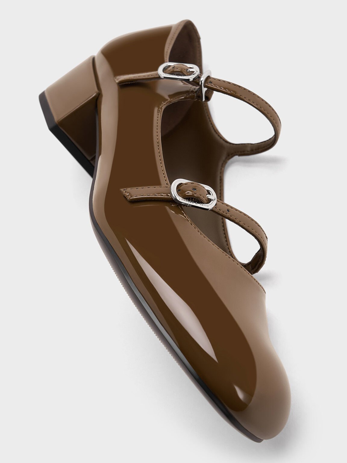 Double-Strap Block-Heel Mary Janes, Brown, hi-res