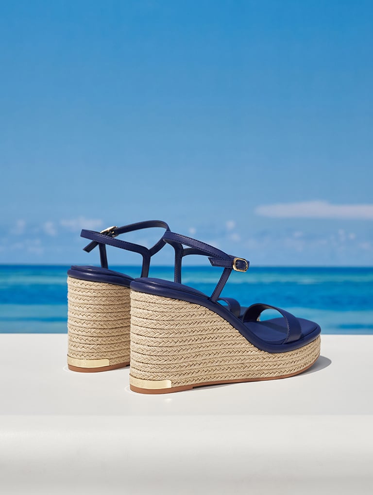 Women’s espadrille wedges in dark blue - CHARLES & KEITH