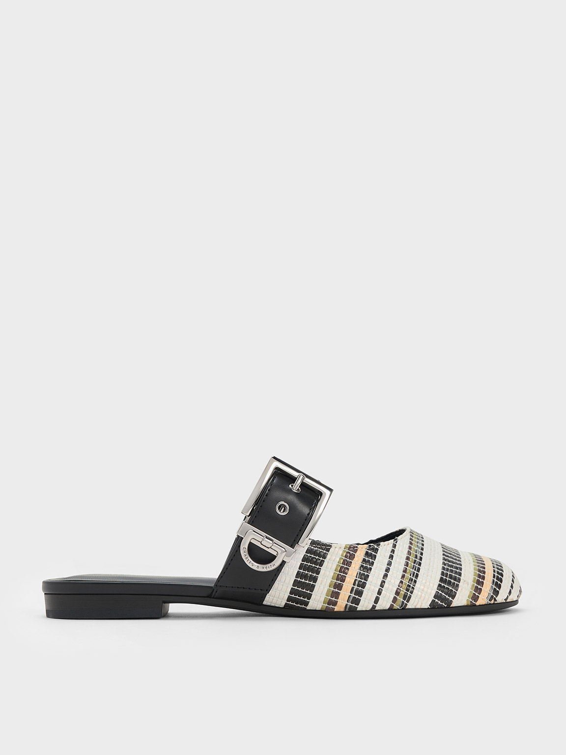 Multicoloured Buckled Striped Flat Mules CHARLES KEITH VN