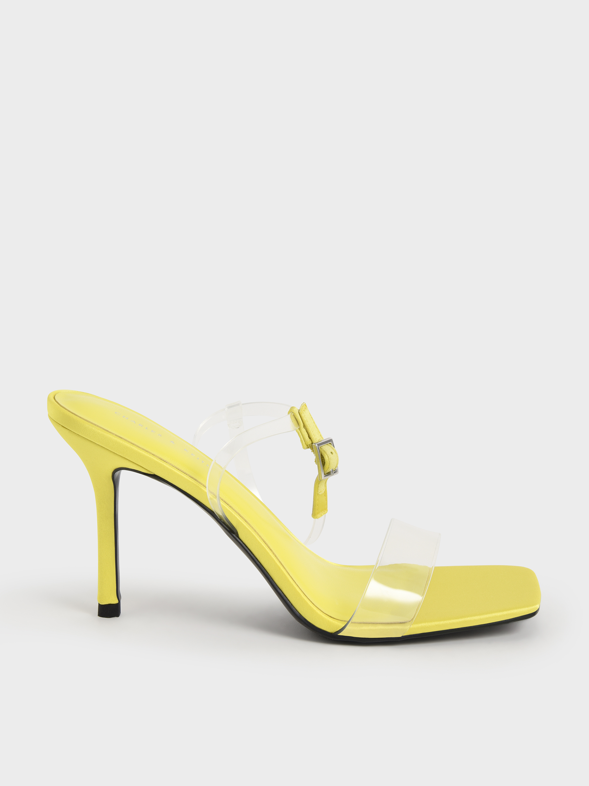 Lime Clear Strap Stiletto Heel Satin Mules - CHARLES & KEITH VN