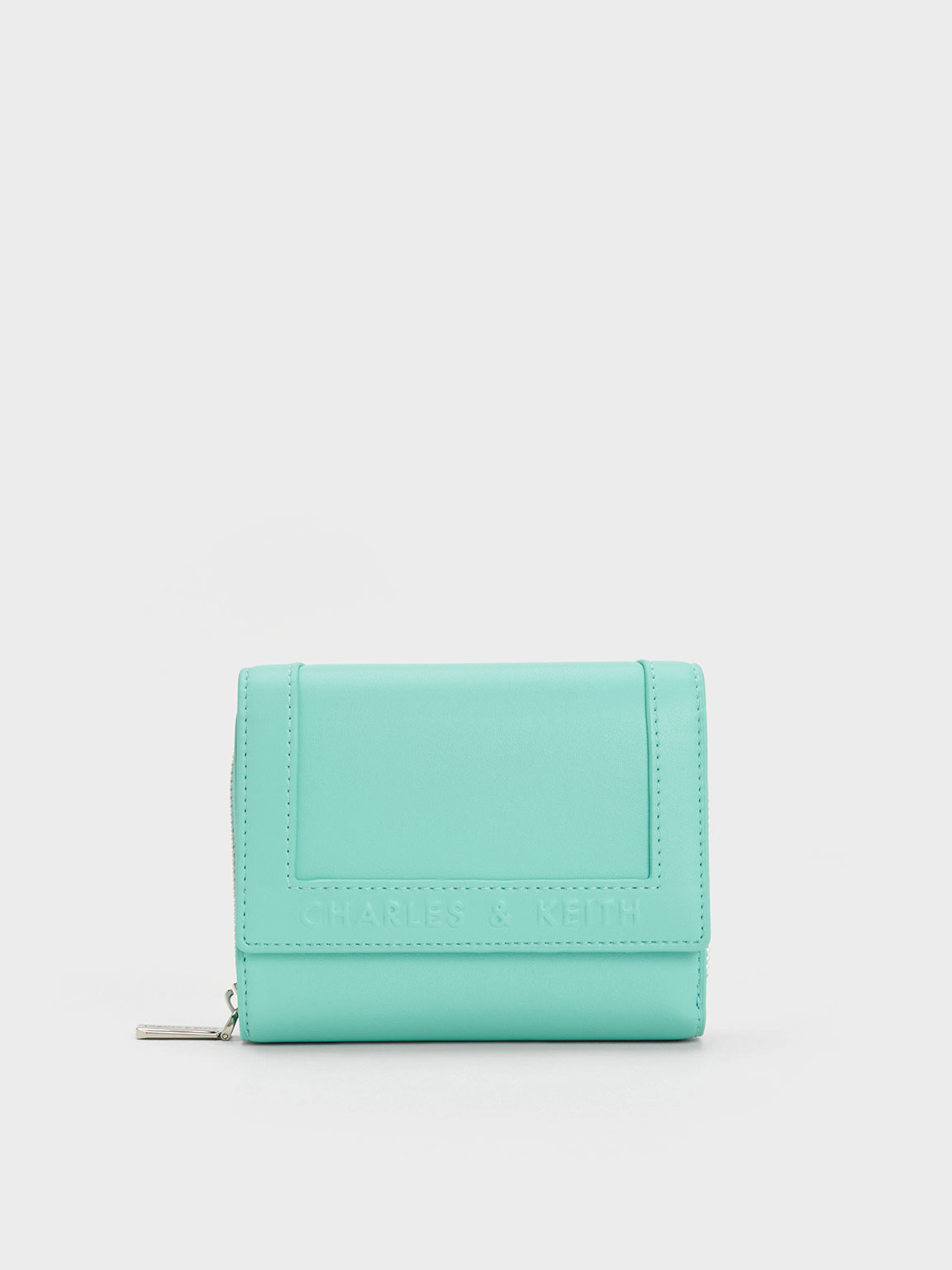 Mint Green Stitch-Trim Front Flap Wallet - CHARLES & KEITH VN