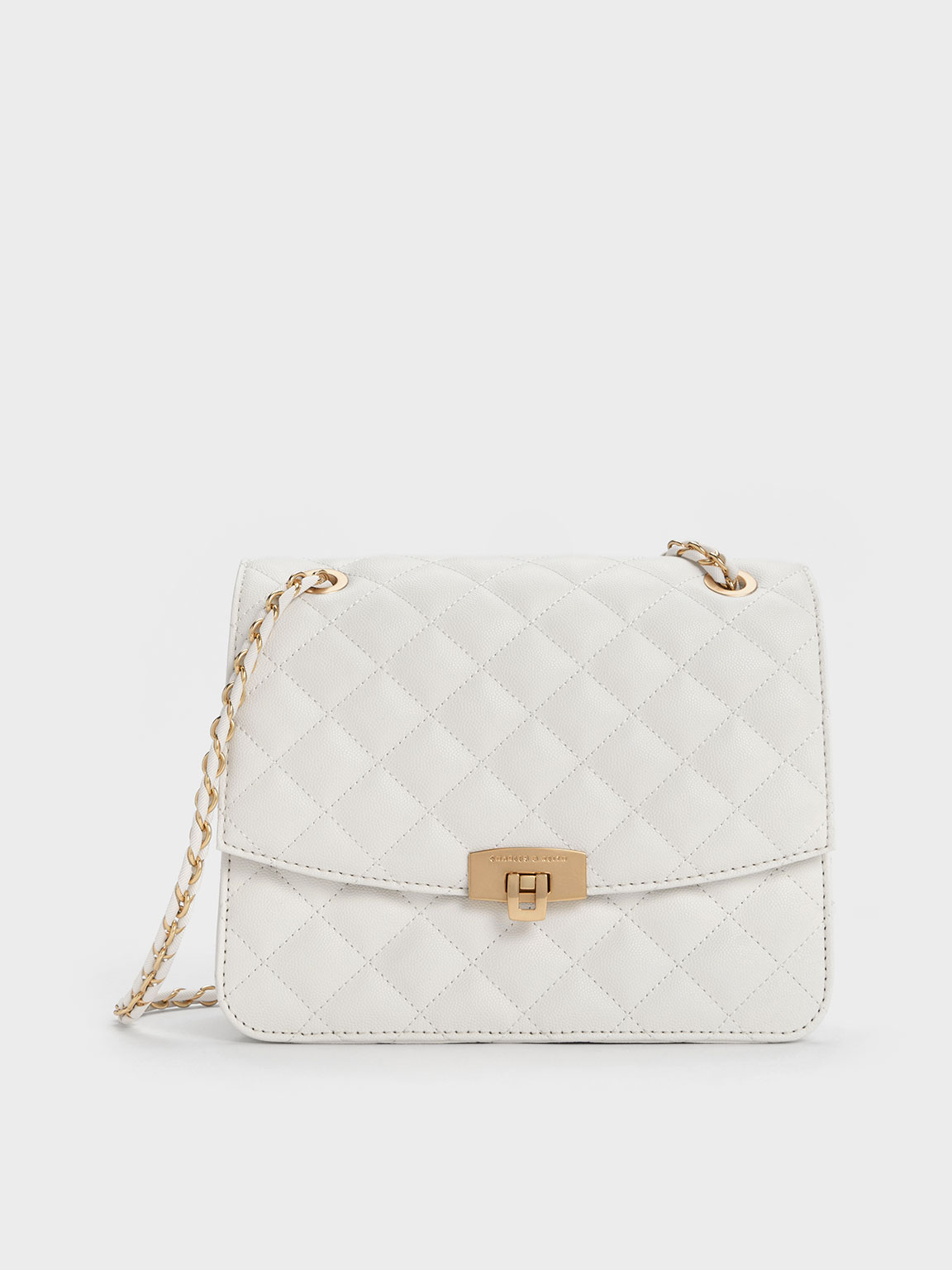 White Quilted Chain Strap Bag - CHARLES & KEITH VN