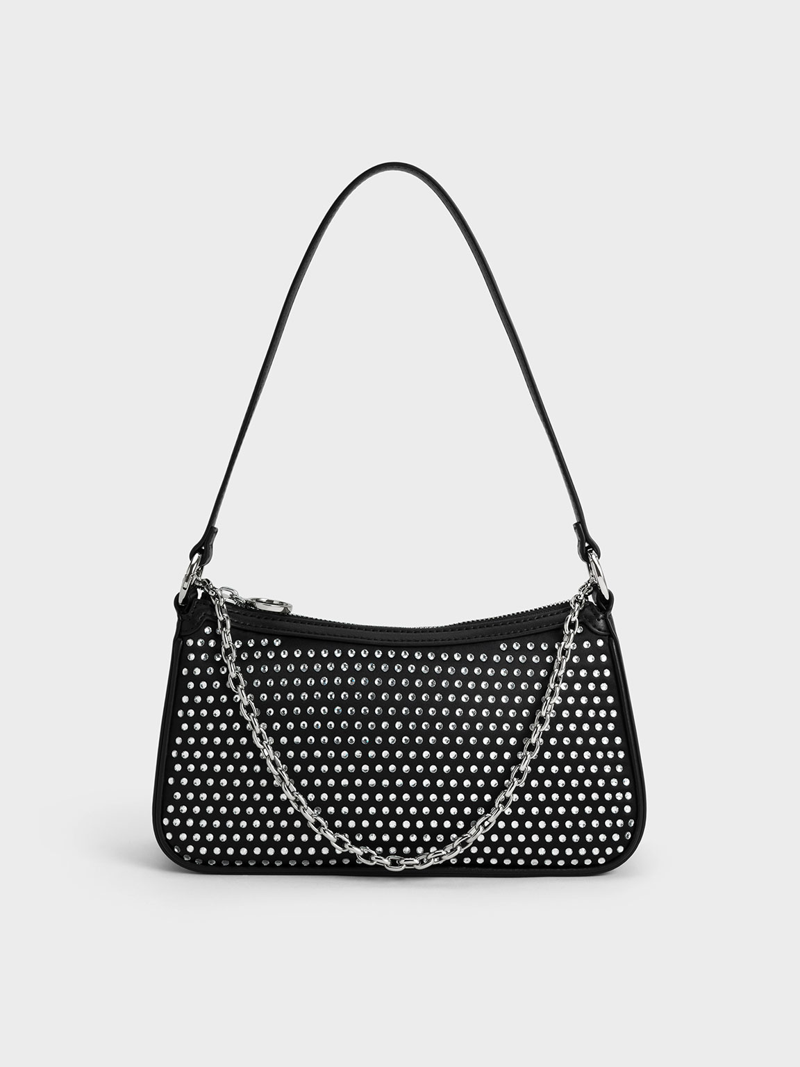 Black studded shoulder online bag