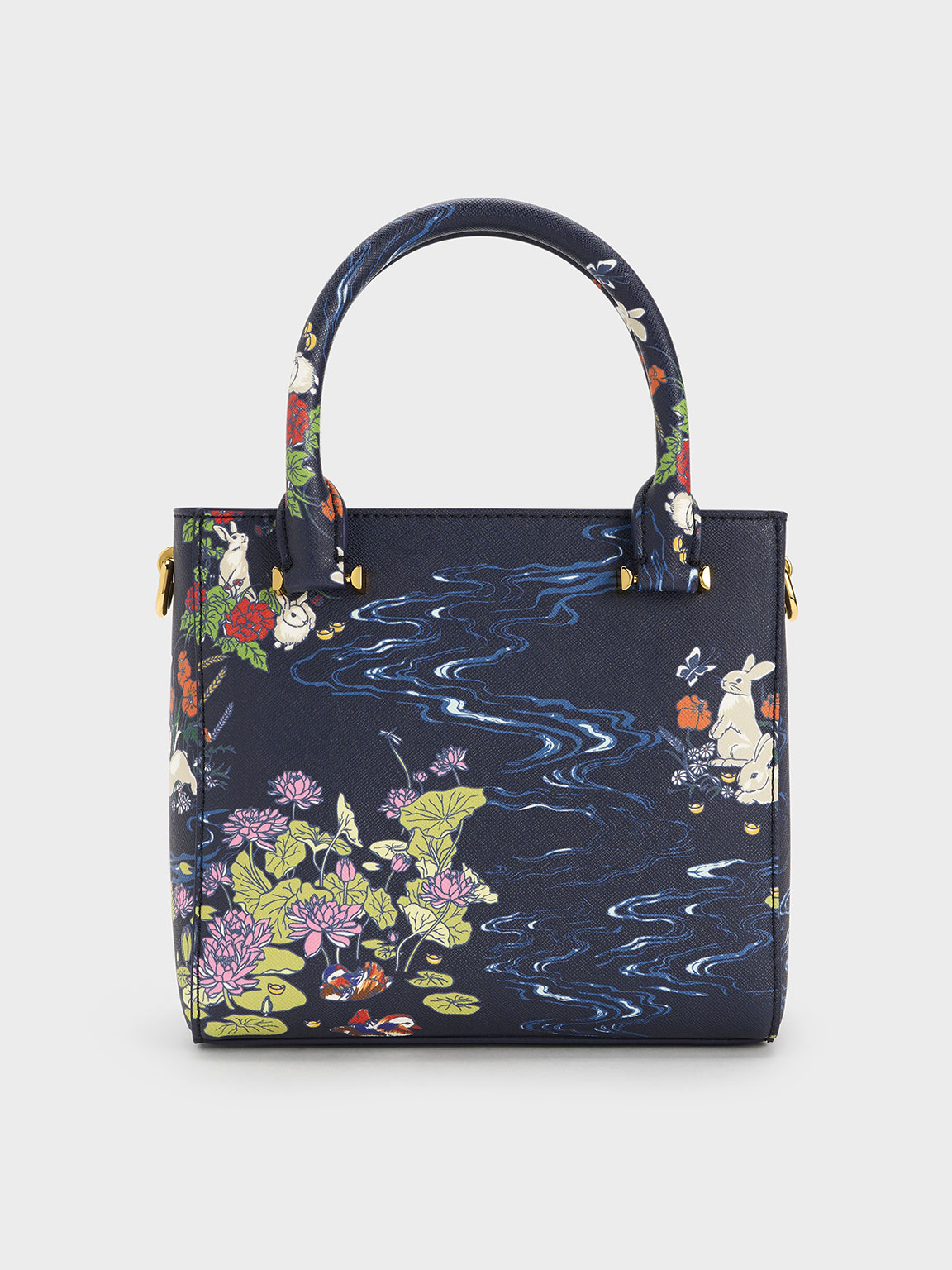 Navy Rabbit Illustrated Belted Bag - CHARLES & KEITH PH