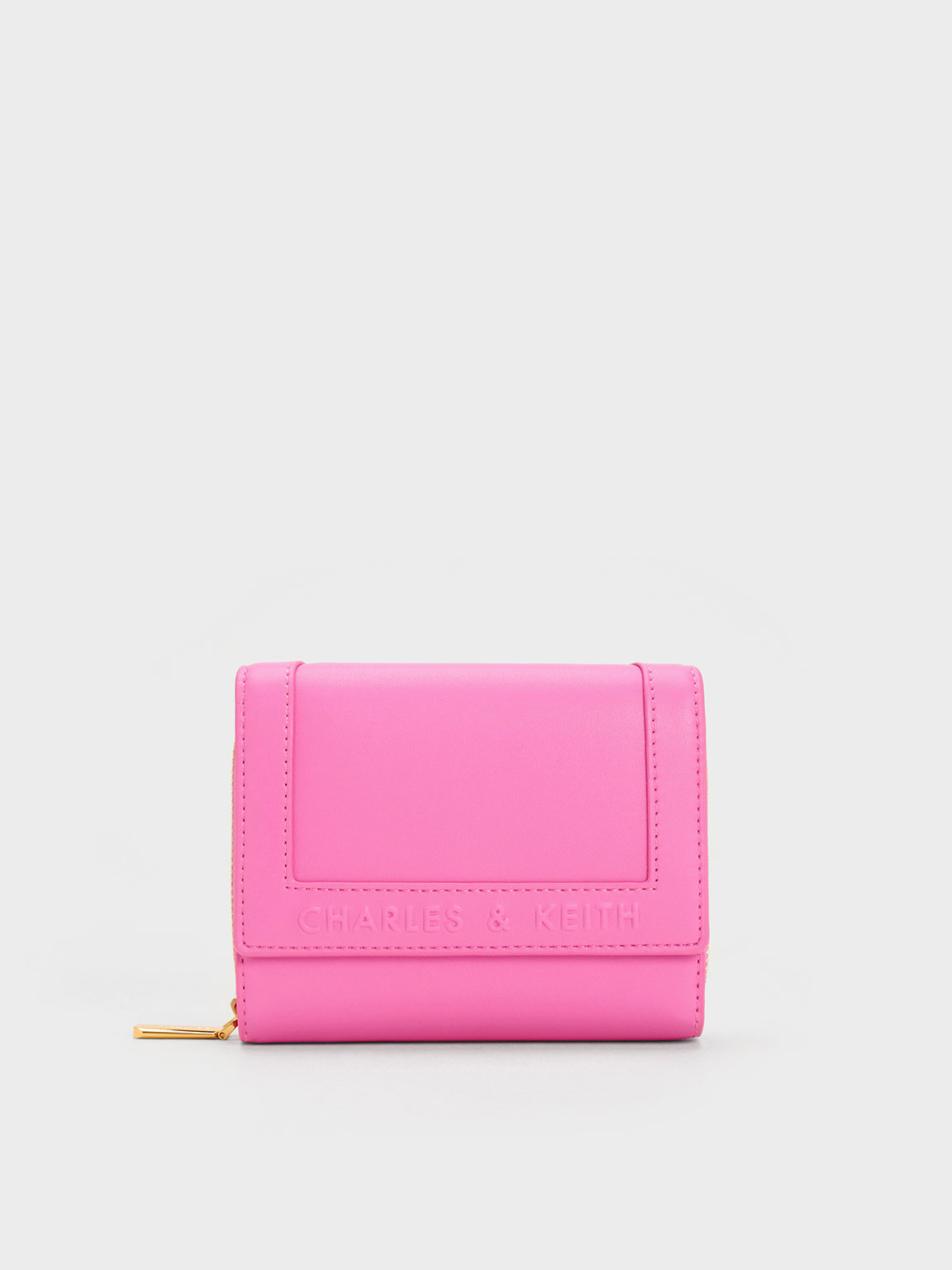 Pink Stitch-Trim Front Flap Wallet - CHARLES & KEITH VN