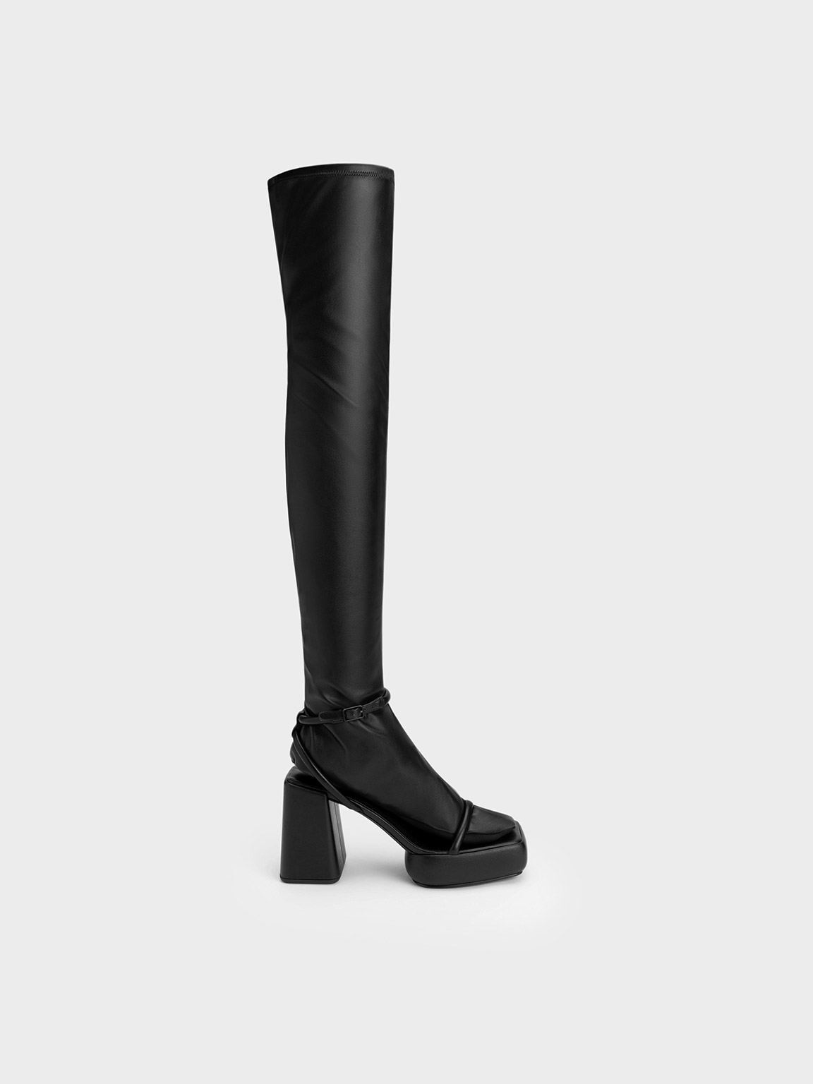 Giày boots Lucile Thigh-High black (Đen) | Giảm giá - CHARLES 