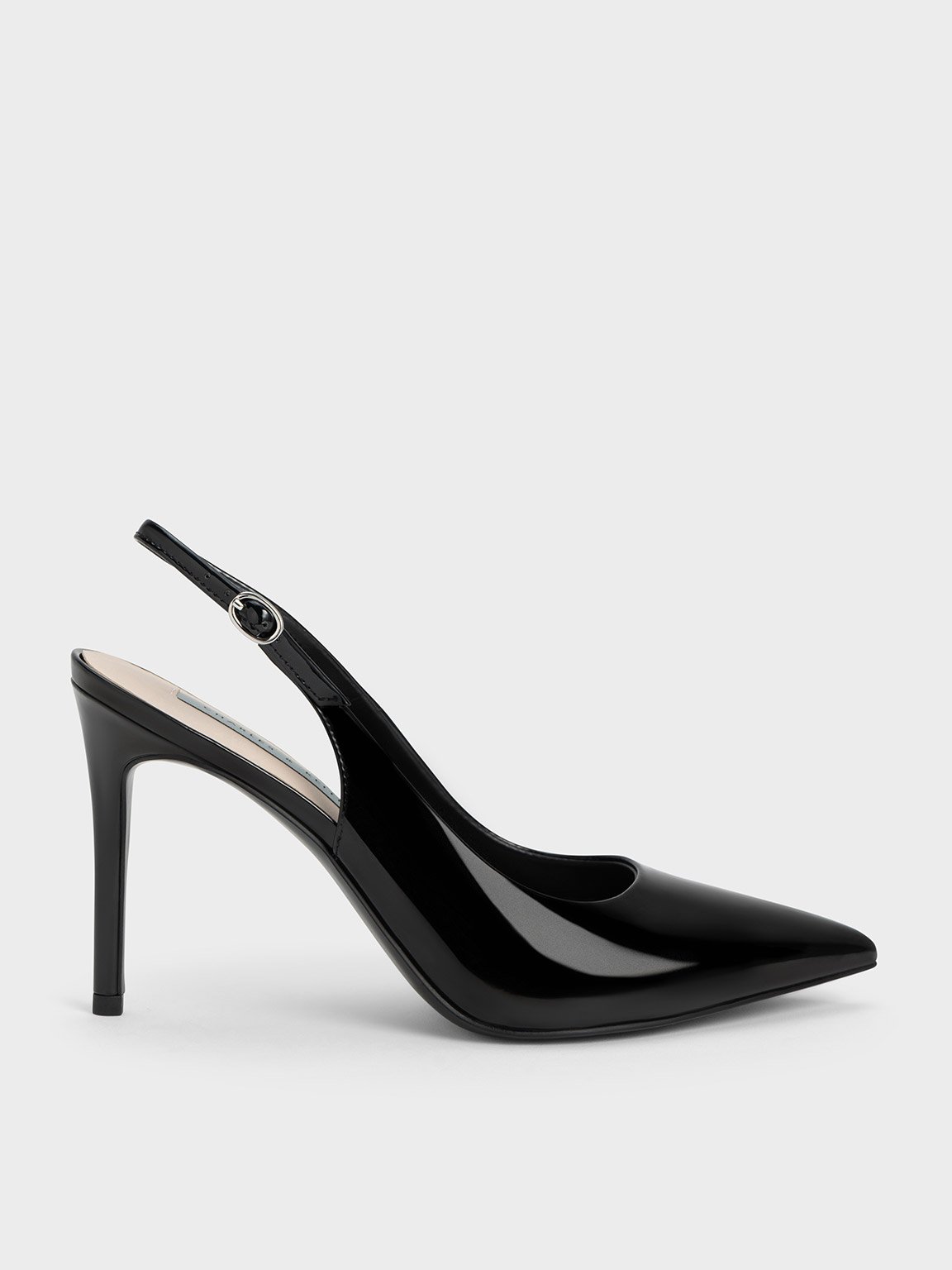 Black Patent Stiletto Heel Slingback Pumps - CHARLES & KEITH VN