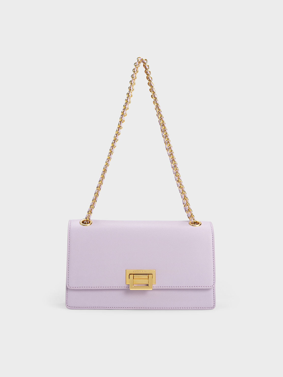 Lilac Metallic Accent Front Flap Bag - CHARLES & KEITH VN
